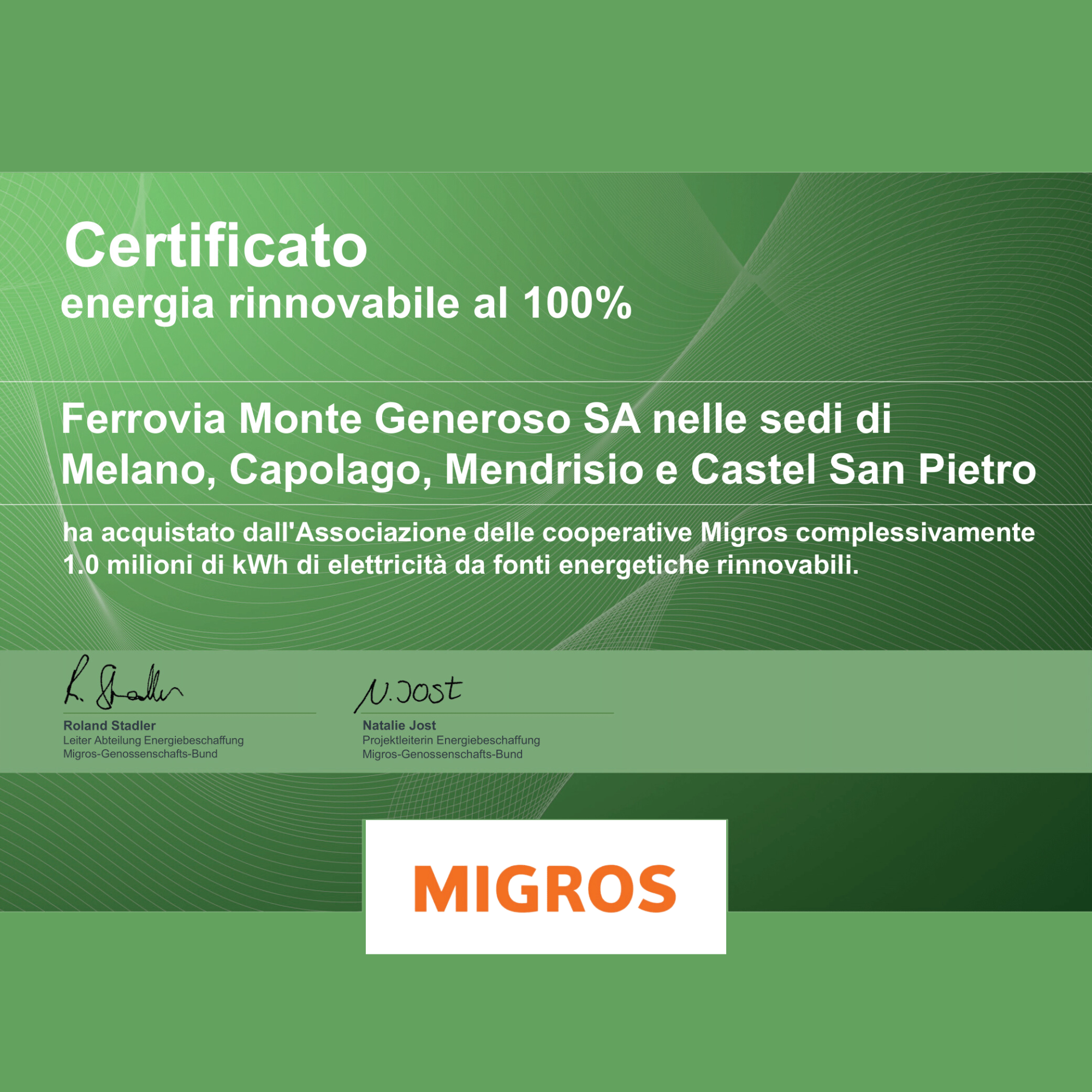 Migros certificate 